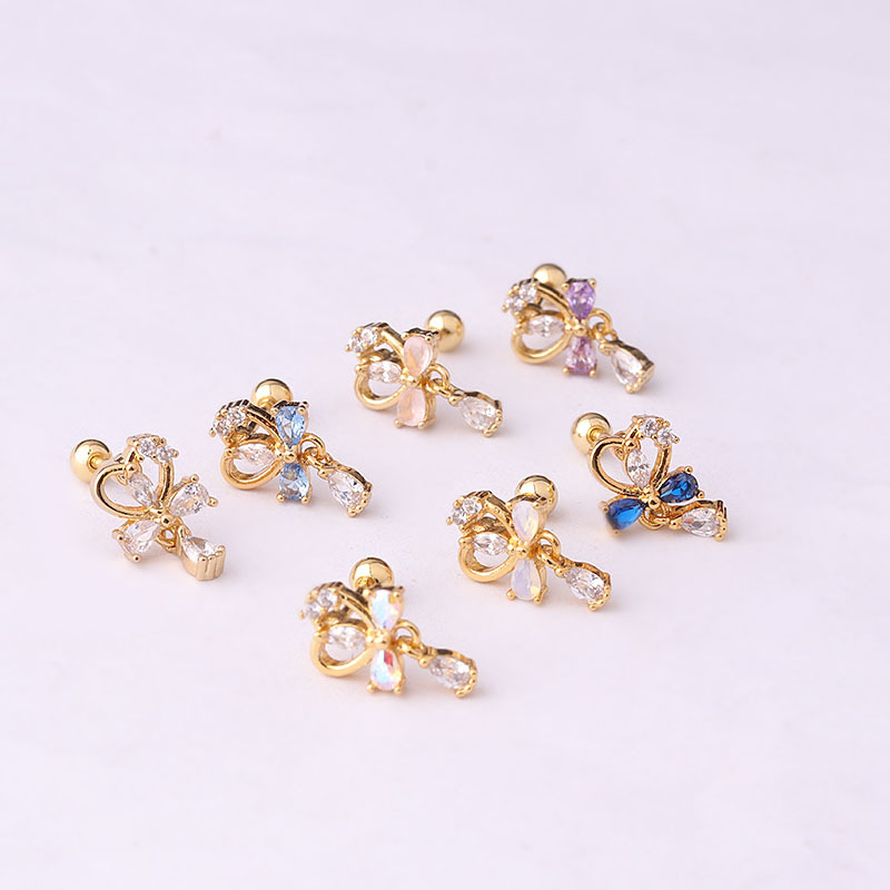 1 Piece Simple Series Classic Heart Titanium Steel 18K Gold Plated Material Zircon Women's Stud Earrings h5 